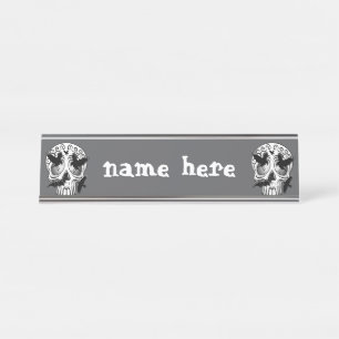 Skull Halloween Decorative Calaveras Desk Name Plate