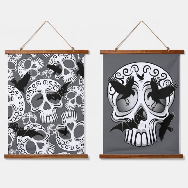Skull Halloween Decorative Calaveras Hanging Tapestry (Double)