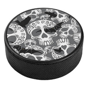 Skull Halloween Decorative Calaveras Hockey Puck