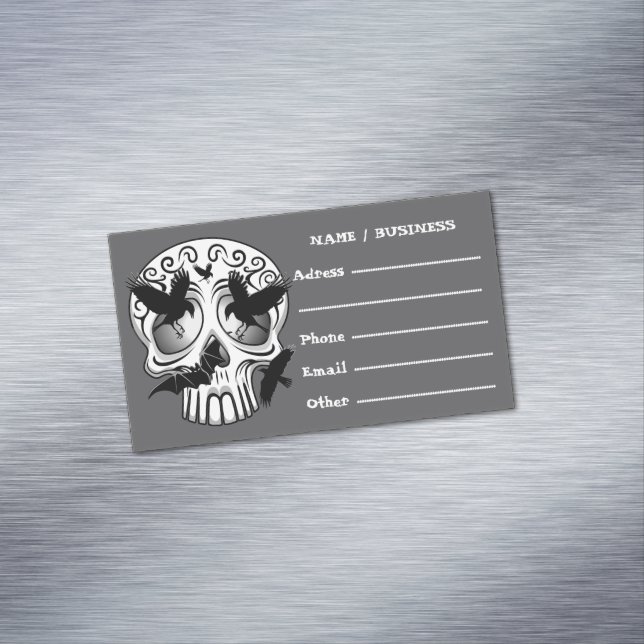 Skull Halloween Decorative Calaveras Magnetic Business Card (In Situ)