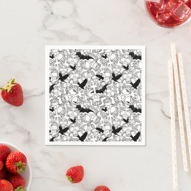 Skull Halloween Decorative Calaveras Napkin (Insitu)