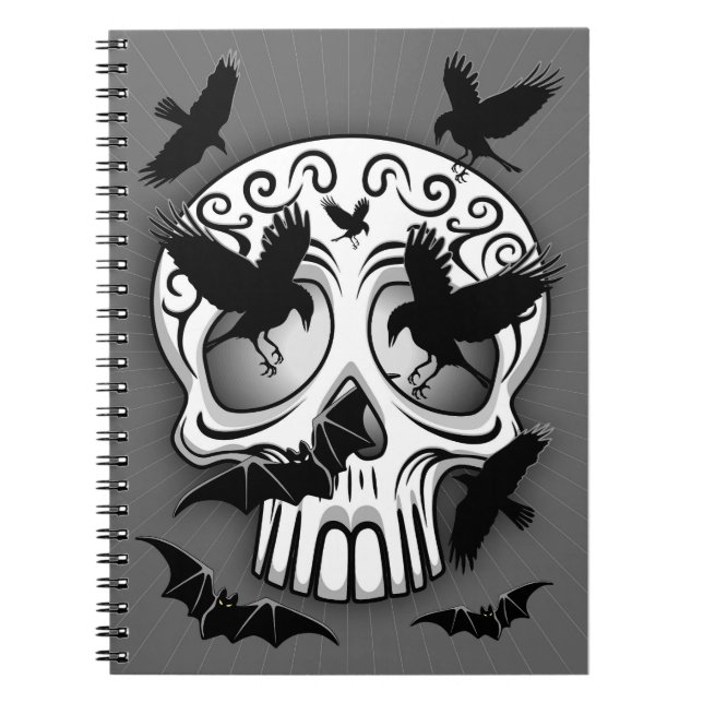 Skull Halloween Decorative Calaveras Notebook (Front)