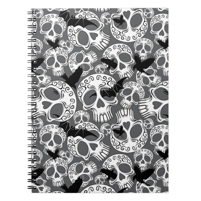 Skull Halloween Decorative Calaveras Notebook (Front)