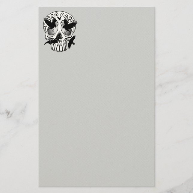 Skull Halloween Decorative Calaveras Stationery (Front)