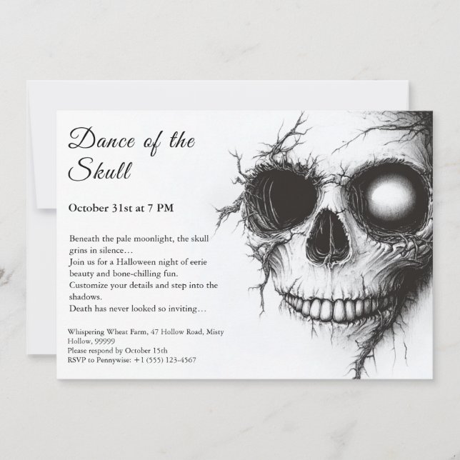 Skull Halloween Invitation – Dark & Spooky Party  (Front)