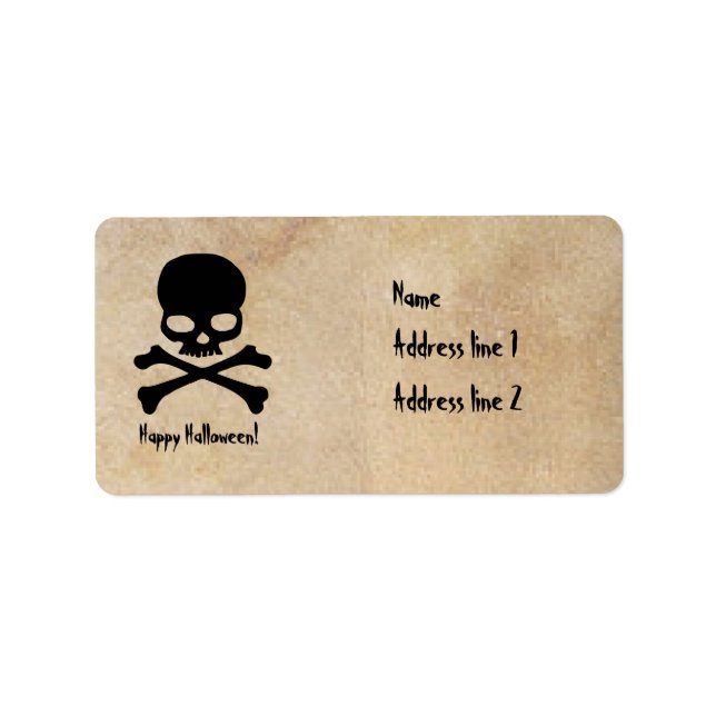 Skull Halloween Parchment Address Labels (Front)