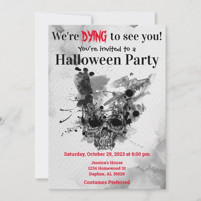 Skull Halloween Party Invitation (Front)