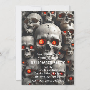 Skull Halloween Party Invitation Gothic Horror Red