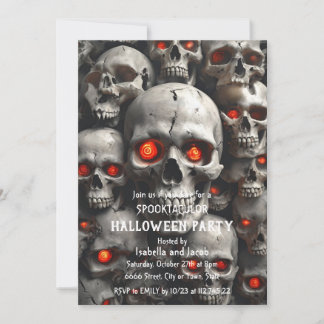 Skull Halloween Party Invitation Gothic Horror Red