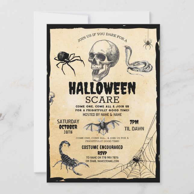 Skull Halloween Party Skeleton Creepy Scorpion  Invitation (Front)