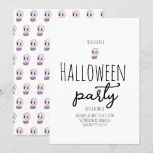 Skull Halloween Party Vintage Doodle  Invitation