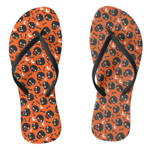 Skull Halloween Seamless Pattern Jandals