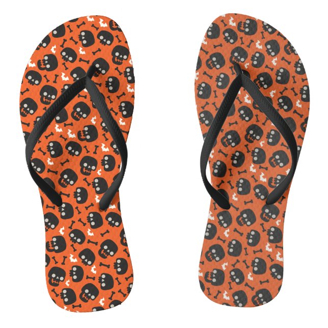 Skull Halloween Seamless Pattern Jandals (Footbed)