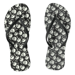 Skull Halloween Seamless Pattern Jandals