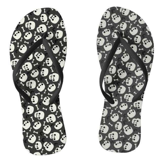 Skull Halloween Seamless Pattern Jandals (Footbed)