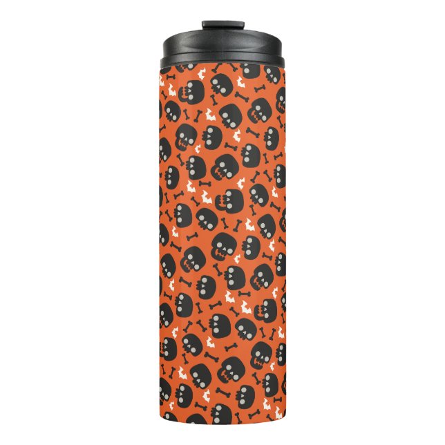 Skull Halloween Seamless Pattern Thermal Tumbler (Front)