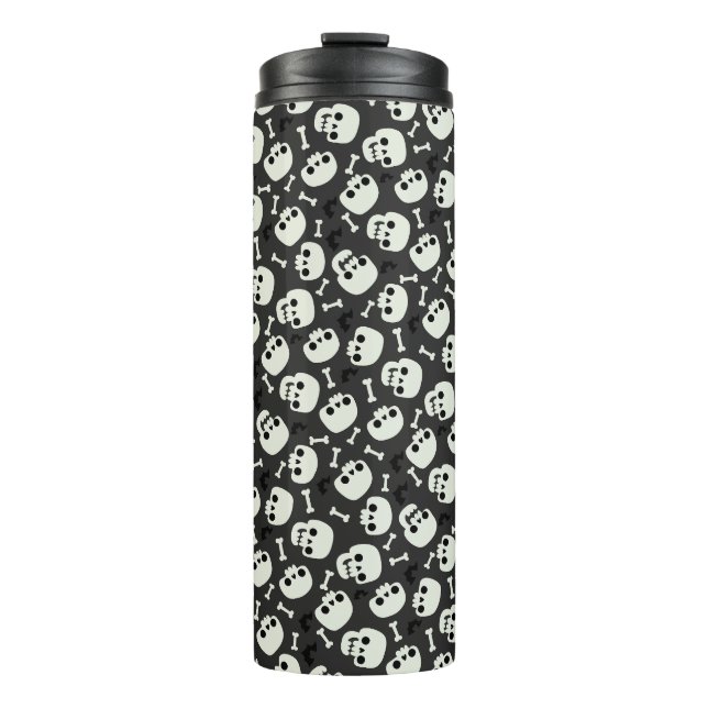 Skull Halloween Seamless Pattern Thermal Tumbler (Front)