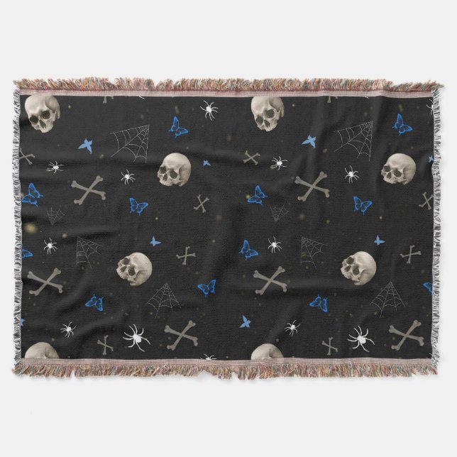 Skull Halloween Seamless Pattern  Throw Blanket (Front)