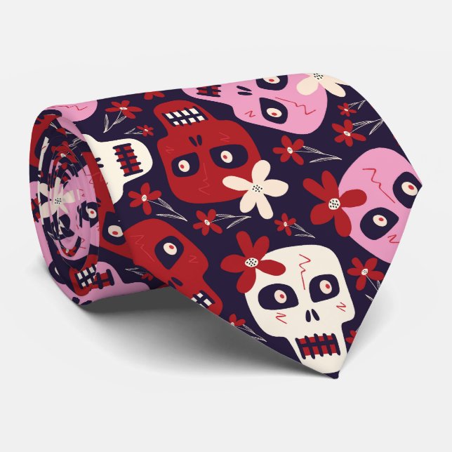 Skull Halloween Tie (Rolled)