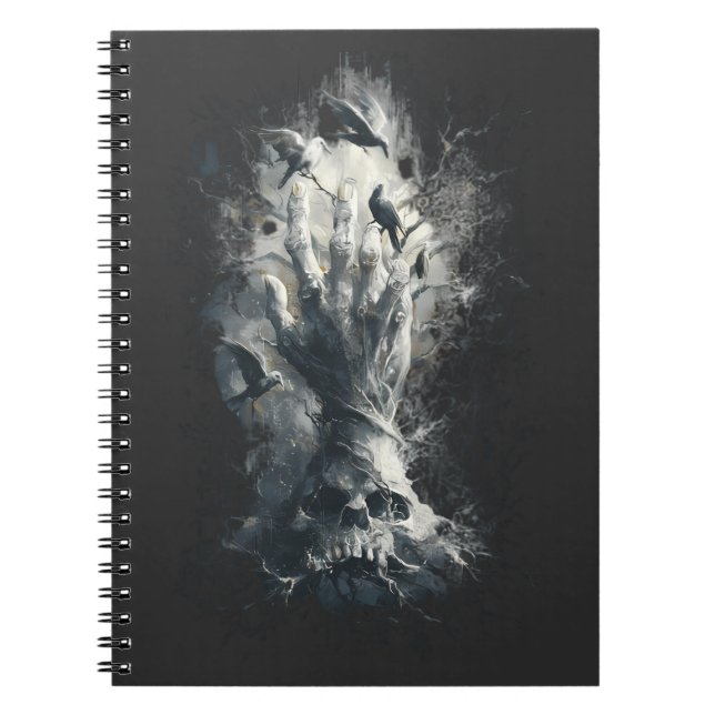 Skull Hand Ravens Gothic Dark Art Notebook (Front)