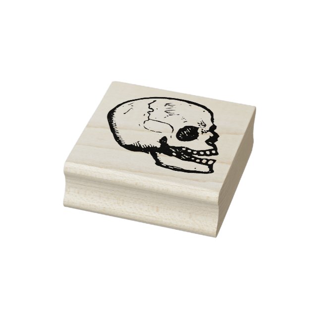 Skull Happy Halloween Horror Spooky Black Rubber Stamp (Stamp)