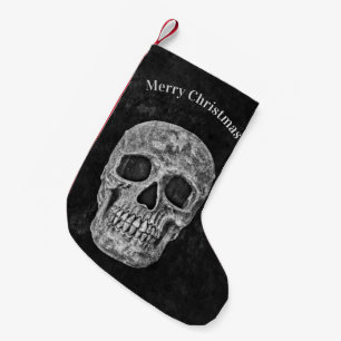 Skull Head Black And White Gothic Christmas Small Christmas Stocking