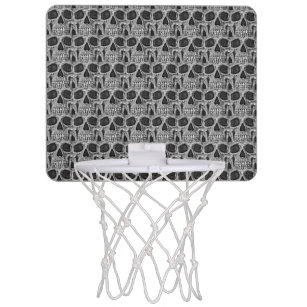Skull Head Gothic Black And White Cool Art Pattern Mini Basketball Hoop