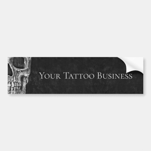 Skull Head Gothic Black And White Tattoo Shop Bumper Sticker (Front)