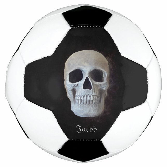 Skull Head Gothic Black And White Trendy Art Soccer Ball (Front)
