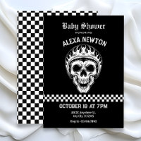 Skull head motorcycle rider baby shower