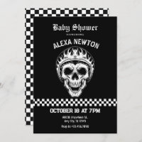 Skull head motorcycle rider baby shower