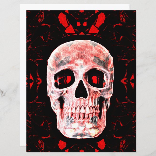 Skull Head Pop Art Gothic Black Red Modern (Front/Back)