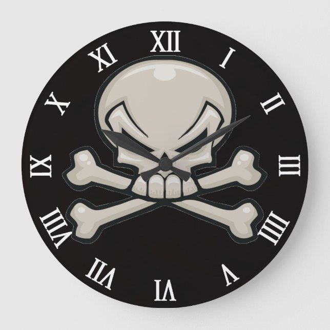 skull head with crossbones large clock (Front)