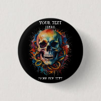 Skull Head with multi-colored Paint Splashes