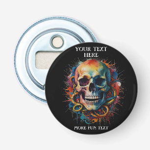 Skull Head with multi-coloured Paint Splashes Bottle Opener