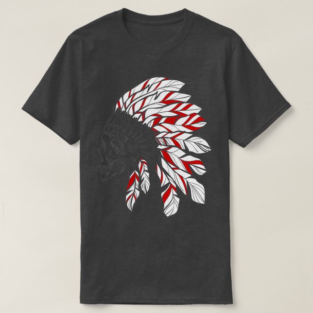 Skull Headdress Native American Chieftain T-Shirt (Design Front)