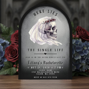 Skull Headstone RIP Single Life Bachelorette Party Invitation