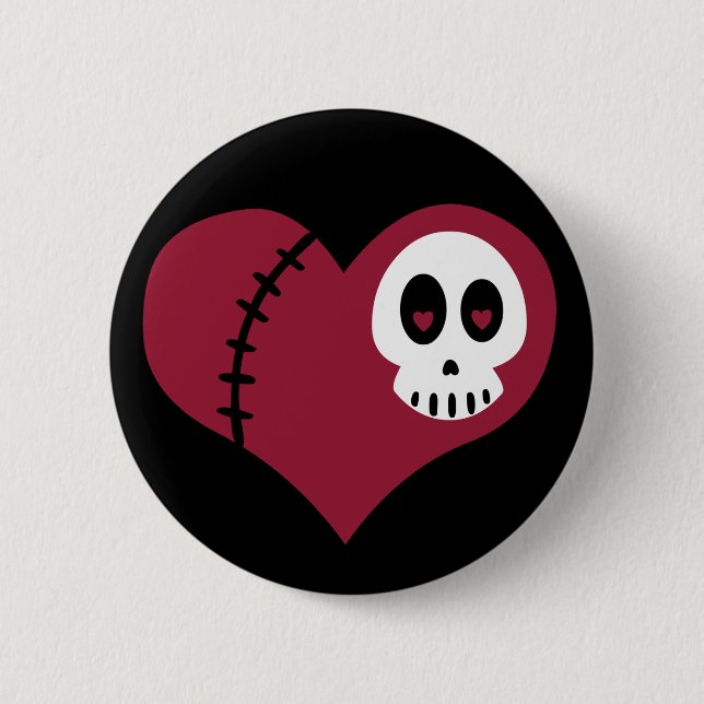 Skull Heart 6 Cm Round Badge (Front)