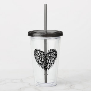 Skull Heart Acrylic Tumbler