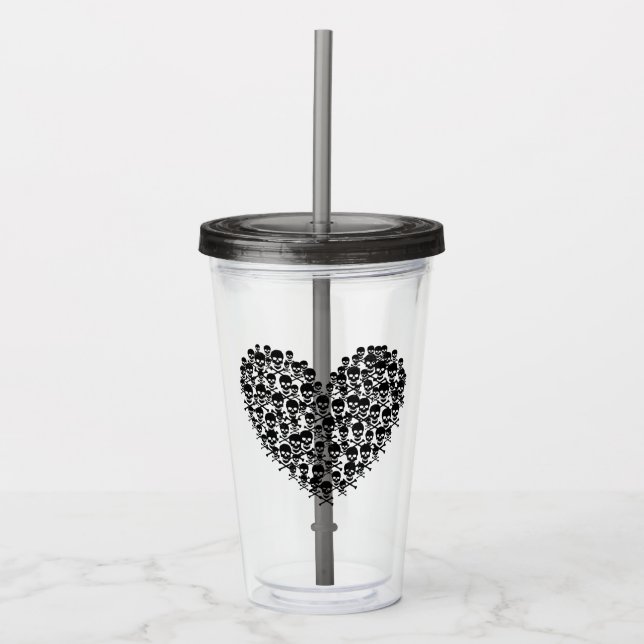 Skull Heart Acrylic Tumbler (Front)