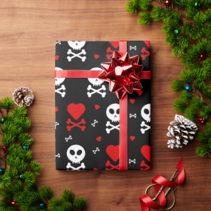 Skull Heart And Crossbones Wrapping Paper