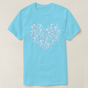 Skull Heart Blue Outline T-Shirt
