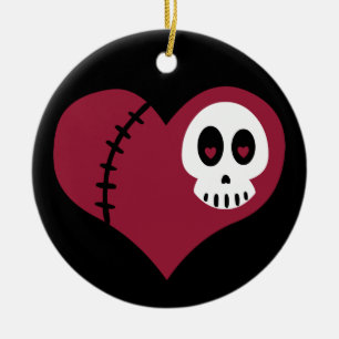 Skull Heart Ceramic Tree Decoration