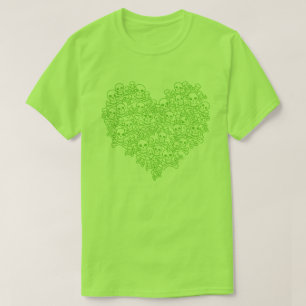 Skull Heart Green Outline T-Shirt