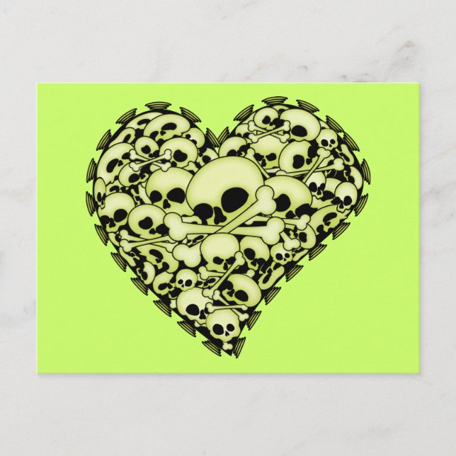 Skull Heart - Green Postcard (Front)