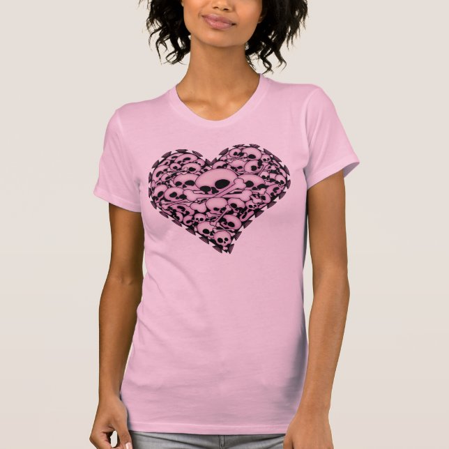 Skull Heart - Pink T-Shirt (Front)