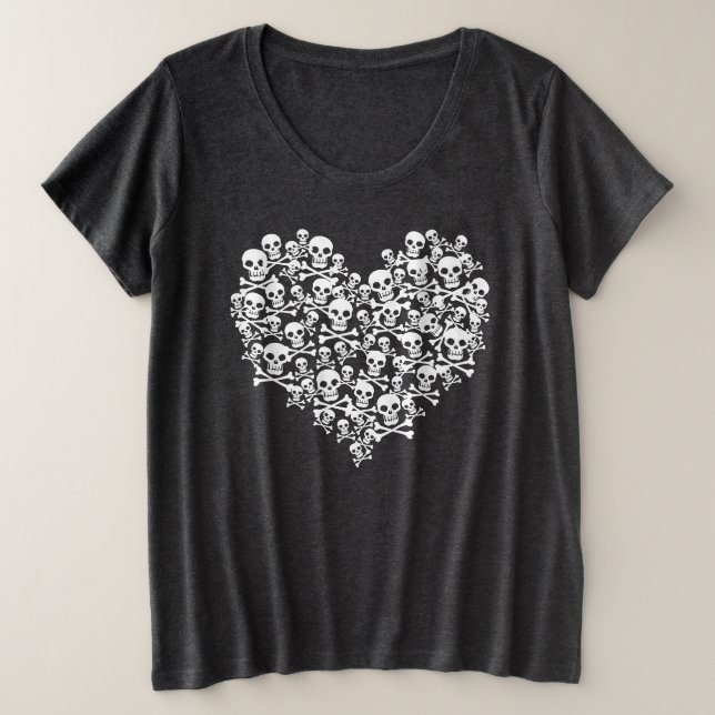Skull Heart Plus Size T-Shirt (Design Front)