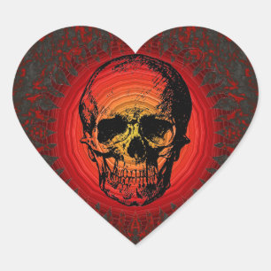 Skull Heart Shaped Sticker