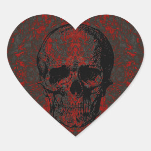 Skull Heart Shaped Sticker