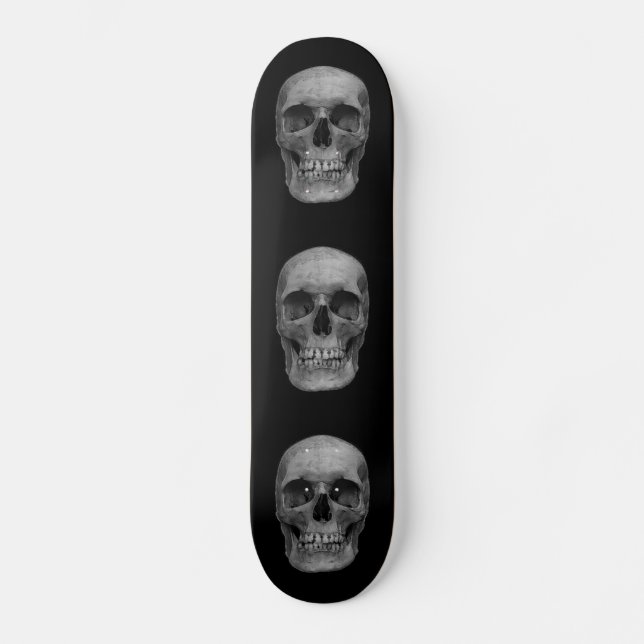 Skull - Heavy Metal Fantasy Art Black Skateboard (Front)